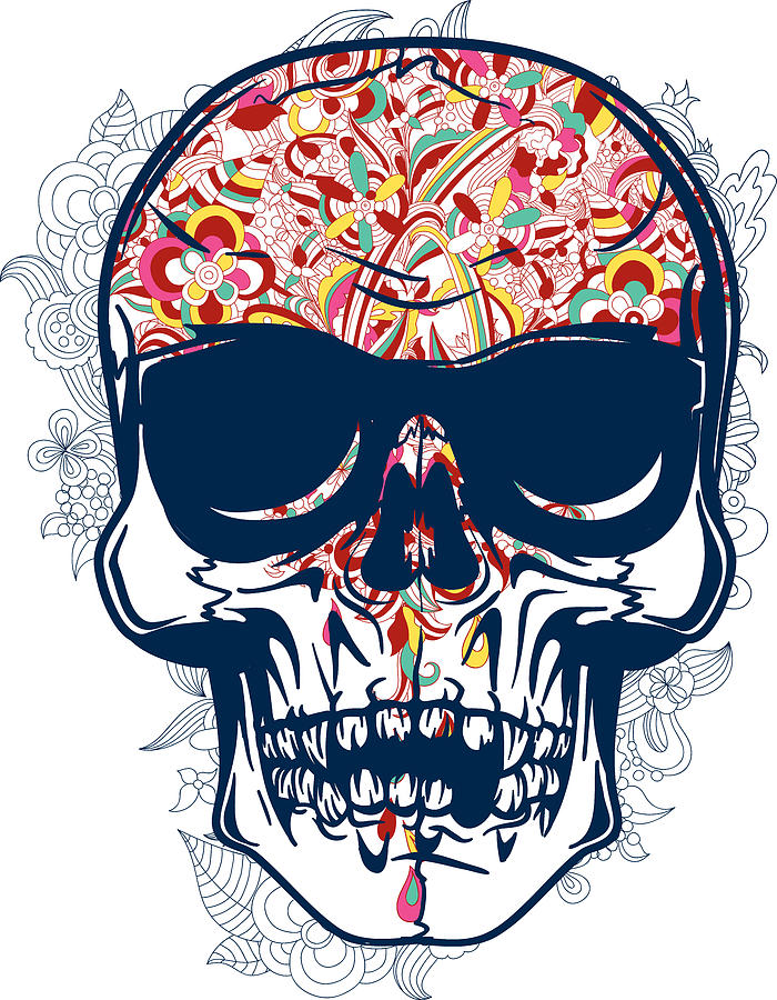 Halloween Digital Art - Floral Brain Skull by Jacob Zelazny