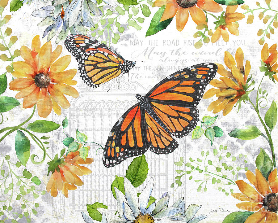 Floral Butterfly Garden B Painting by Jean Plout