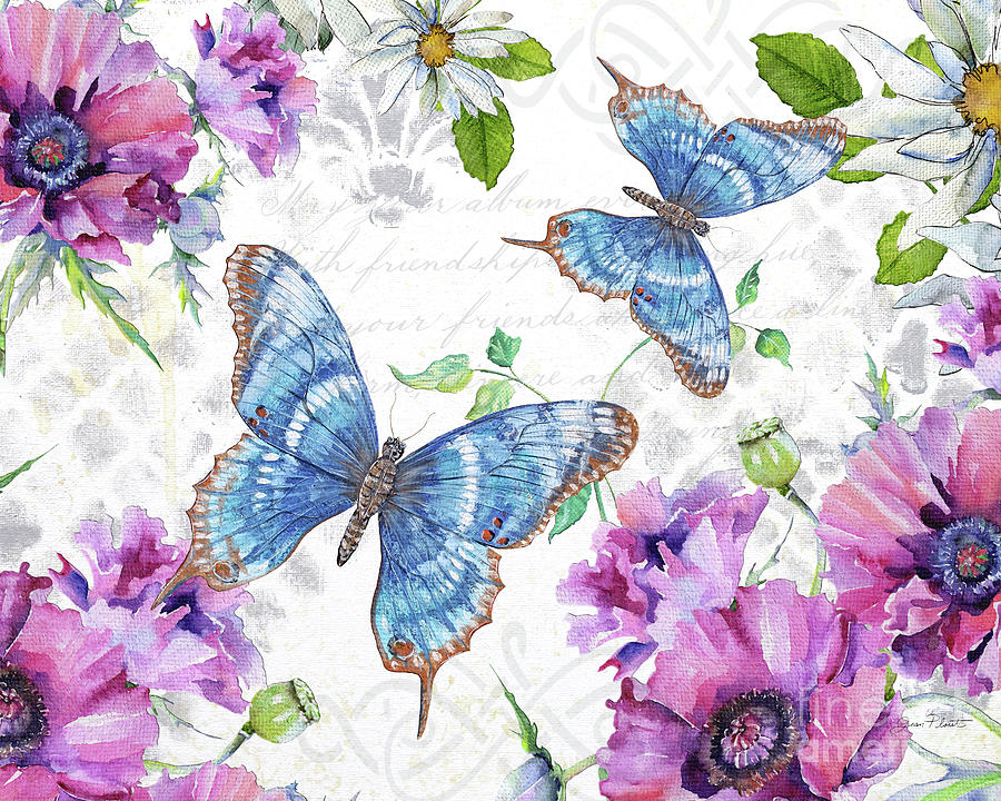 Floral Butterfly Garden D Painting by Jean Plout