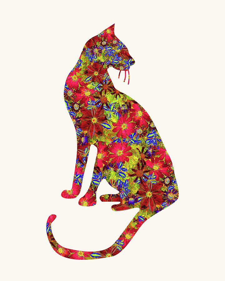 Download Floral Cat Animal Prints Cat Print Mixed Media By Ziggy Print