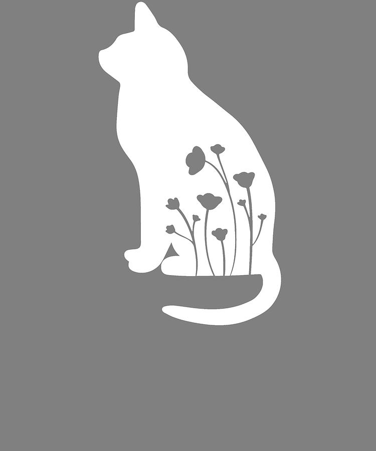 Download Floral Cat Silhouette Digital Art By Stacy Mccafferty