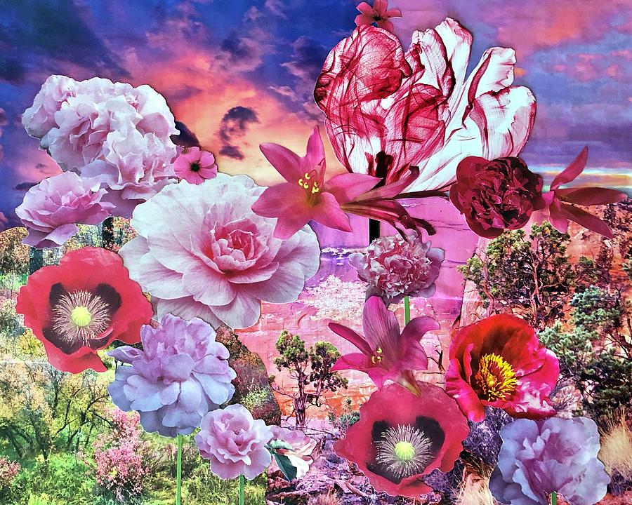 Floral Collage in Red Violets Mixed Media by Kirsten Giving