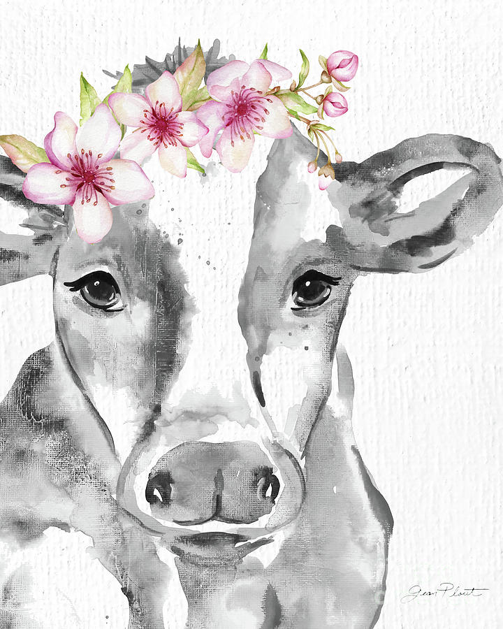 Floral Cow A Painting by Jean Plout