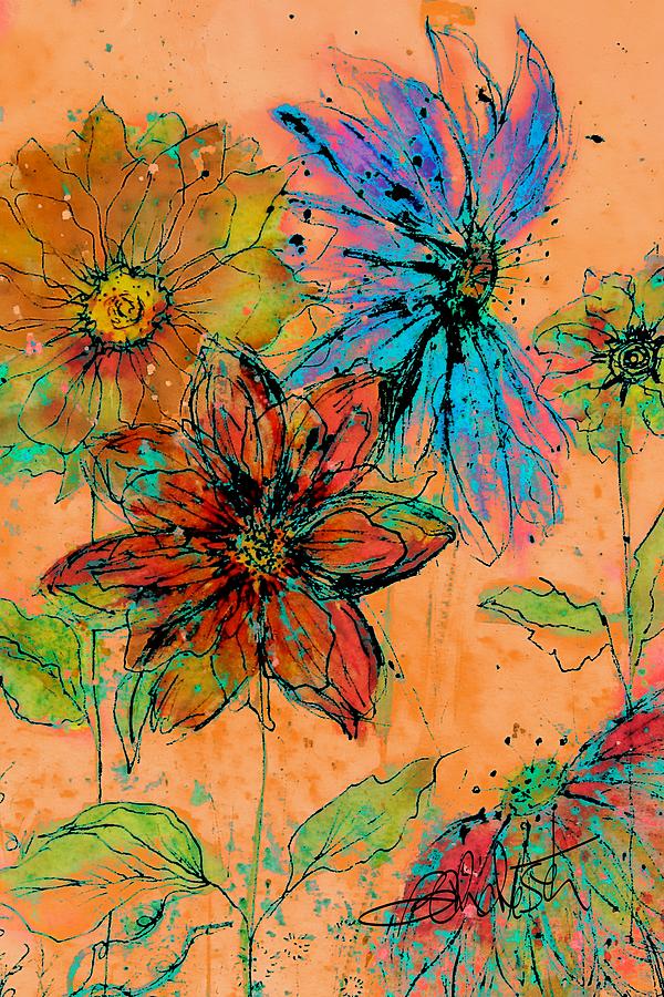 Floral Design In Abstract Painting by Barbara Chichester