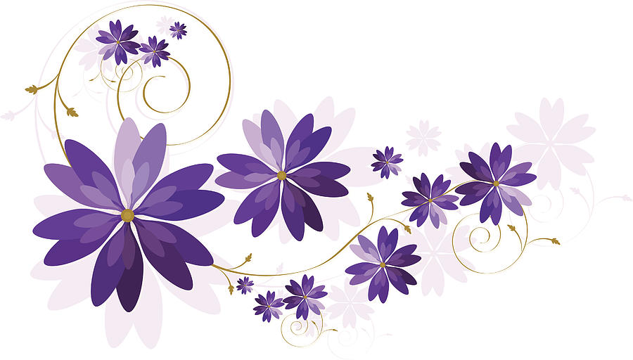 Floral Design with Copy Space - Rich Purple, Lavender Drawing by Skdesigns