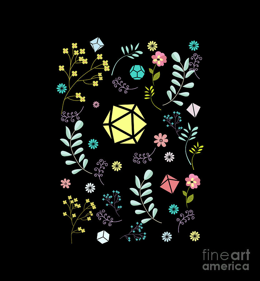 Floral Dice Set Flowers and Plants Tabletop RPG Yoga Mat by Pixel Coated -  Pixels