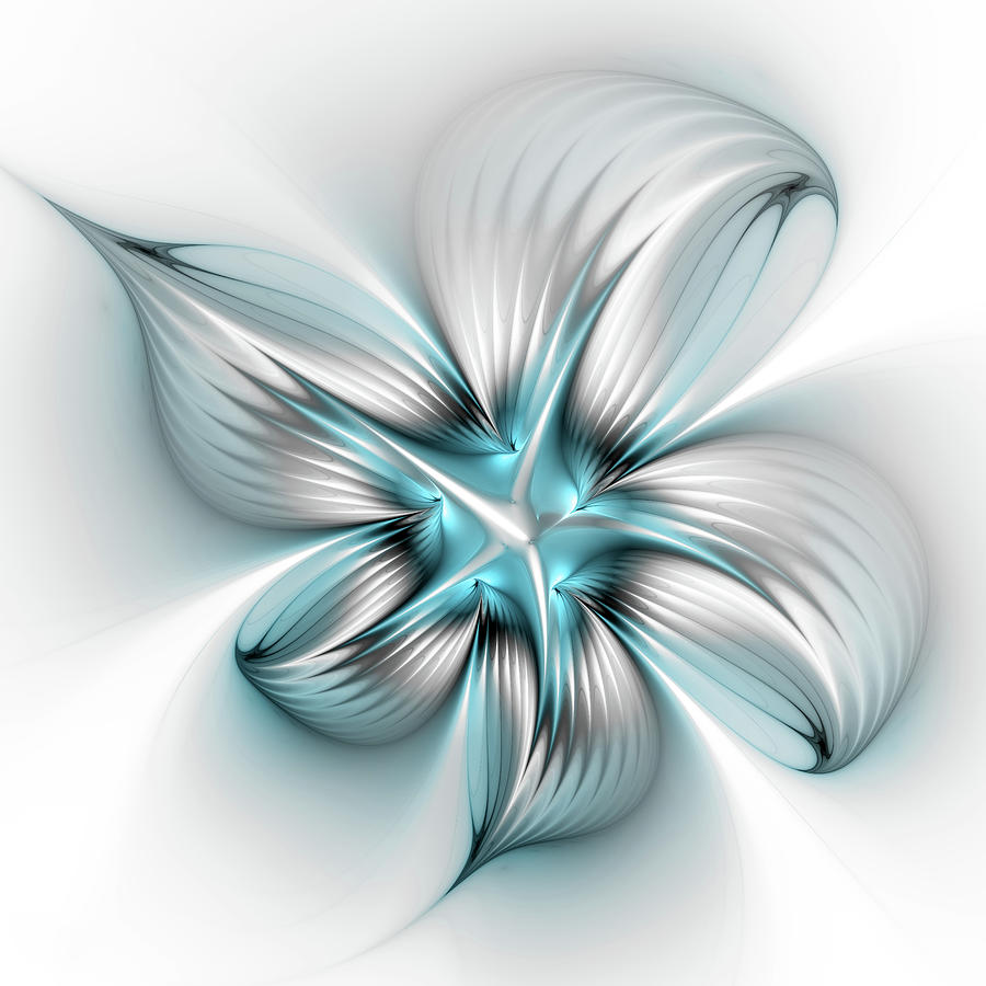 Floral Elegance Modern Abstract Blue Fractal Art Digital Art by Gabiw Art