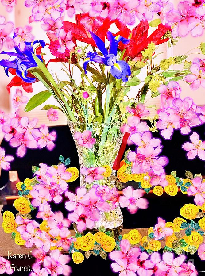 Flowers Digital Art - Floral Fantasia by Karen Francis Flowers Digital Art - Floral Fantasia by Karen Francis