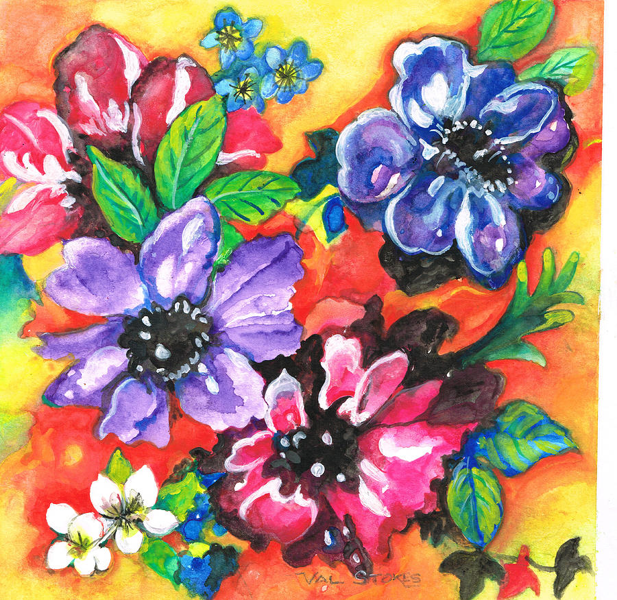 Floral Fantasy Painting by Val Stokes