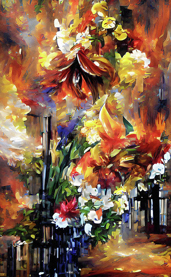 Floral Fire Abstract Mixed Media by Georgiana Romanovna