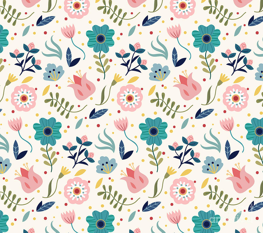 Floral Flower Pattern Bright Design Background by Noirty Designs