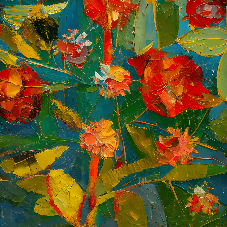 Floral Frenzy Painting by Bonnie Bruno