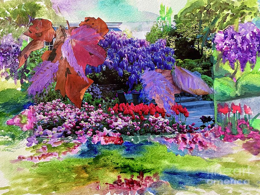 Floral Garden Painting by Anne Cameron Cutri