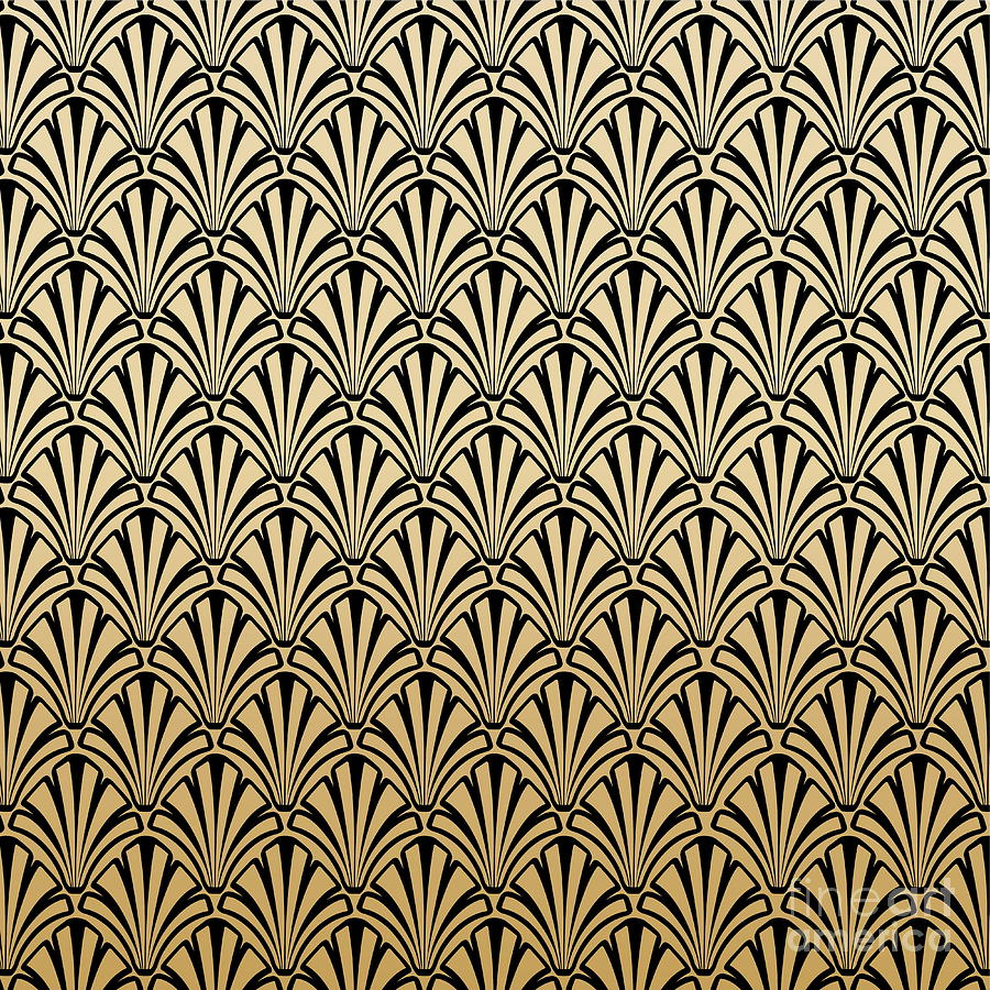 Floral Gatsby Art Deco Pattern Background Design Digital Art By Angela 