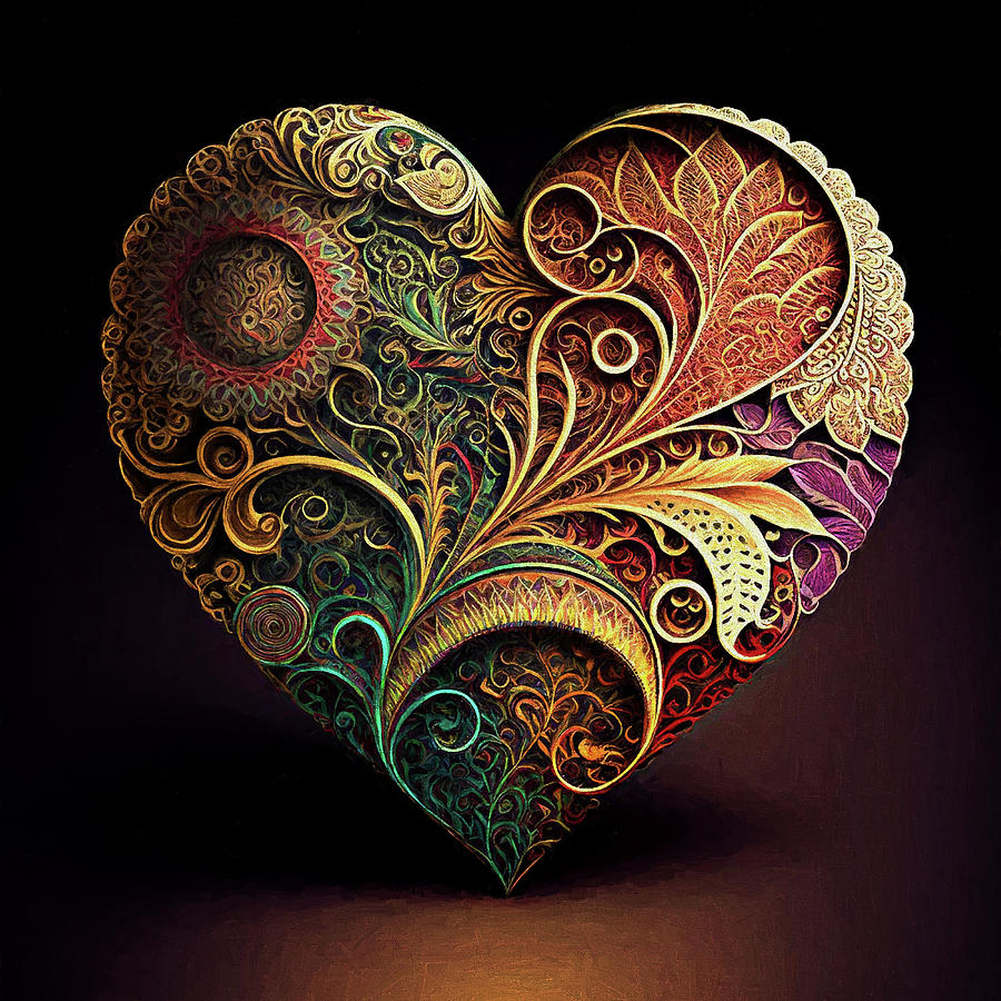 Floral Heart Digital Art by Peggy Collins