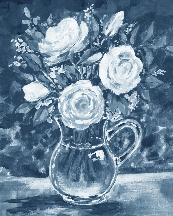 Floral Impressionism Soft And Cool Vintage Pallet Summer Flowers Bouquet I Painting by Irina Sztukowski