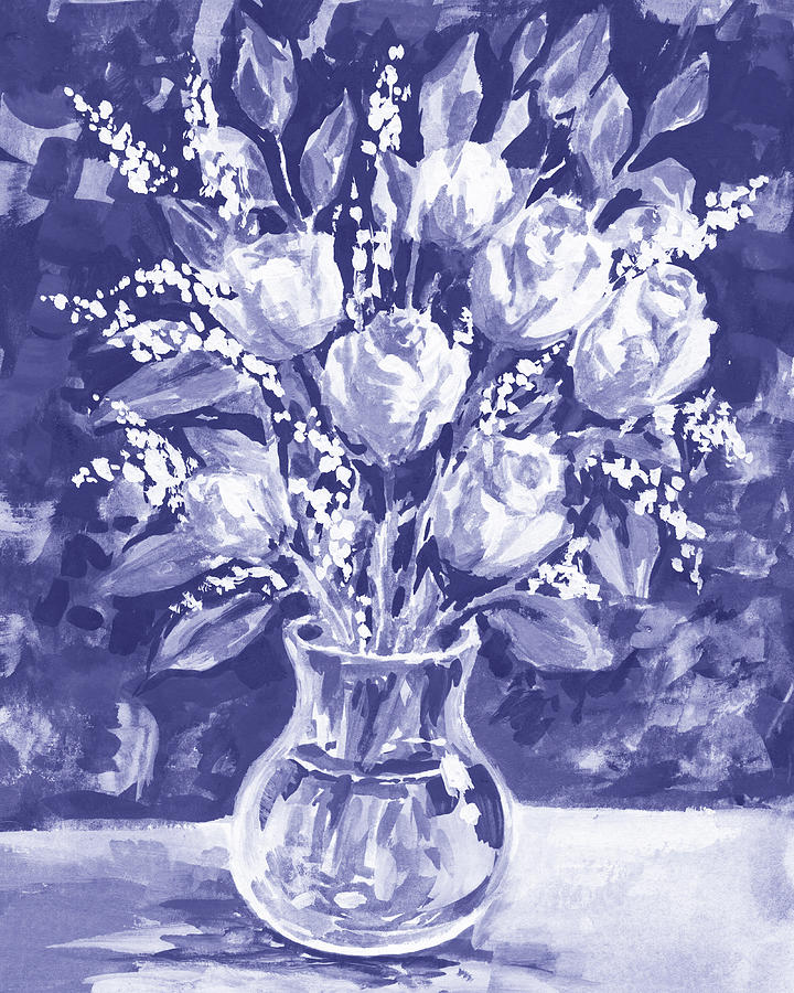 Floral Impressionism Soft And Cool Vintage Pallet Summer Flowers Bouquet V Painting by Irina Sztukowski