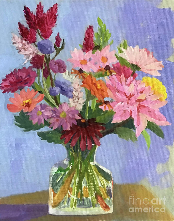 Floral in Glass Painting by Anne Marie Brown