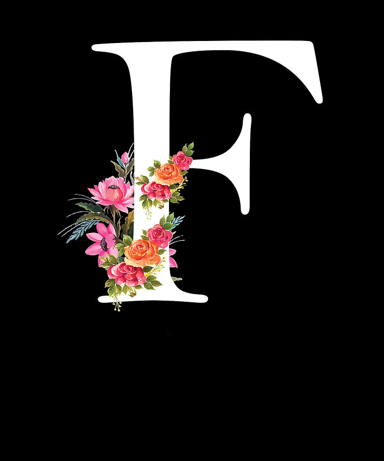 Floral Letter F Alphabet Flower Digital Art by RobbyBubble