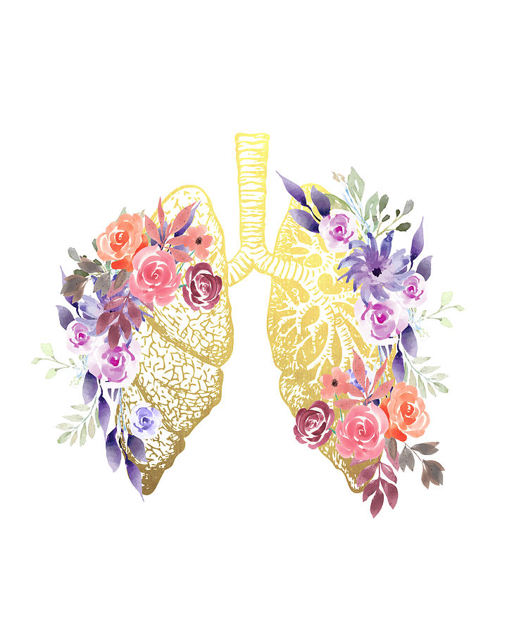 Floral Lungs Anatomy Digital Art By Blue Press Pixels