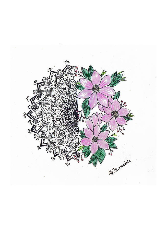 Floral Mandala Drawing by Jaspreet K Nagra