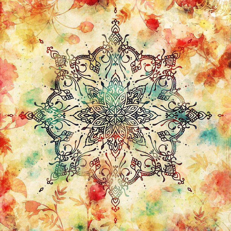 Floral Mandala Art Digital Art by Peggy Collins