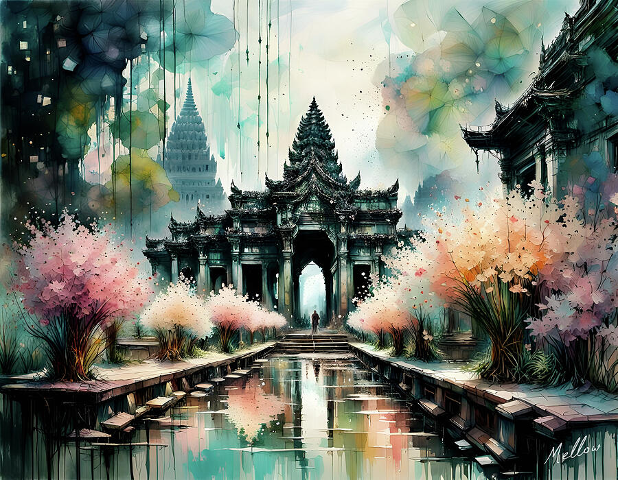 Floral Monuments - Angkor Wat Digital Art by Mellow Art Floral Monuments - Angkor Wat Digital Art by Mellow Art