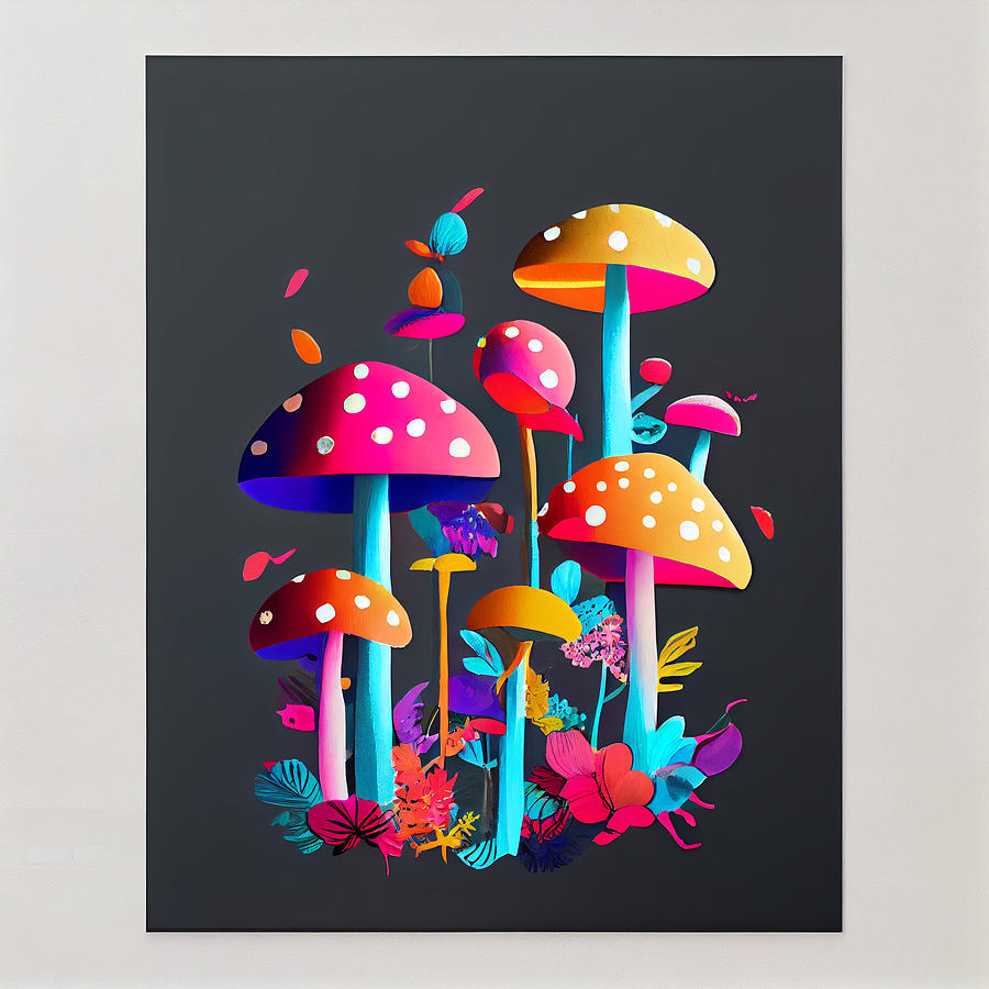 floral  mushrooms  minimalist  artwork  by  in  the  s  ebde  b    cb  dc by Asar Studios Digital Art