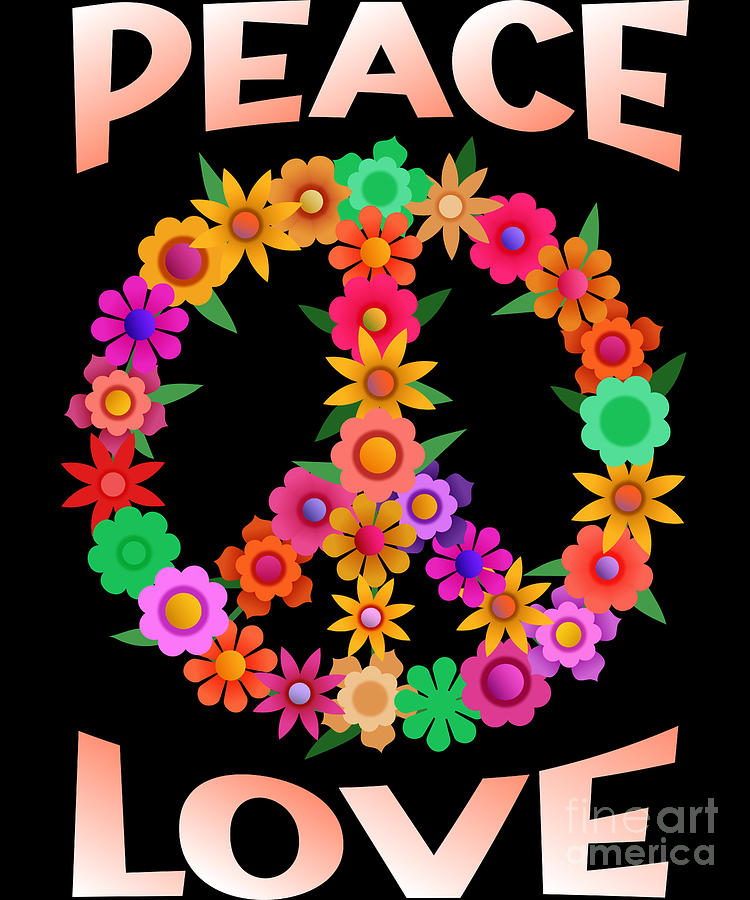 Floral Old Peace Welcome Love Sign Hippie Art Digital Art by Jangdeuk ...