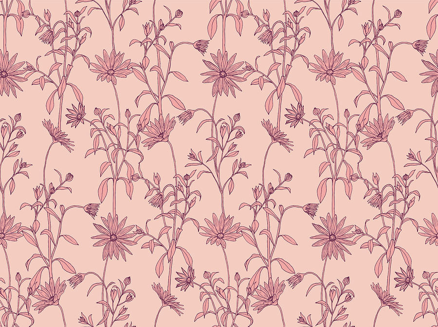 Floral Ornament Seamless Pattern Drawing