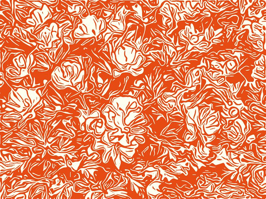 Floral Pattern - orange and white Digital Art by Bonnie Bruno