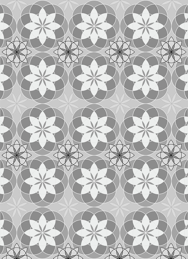 Floral Pattern - Shades of Gray Digital Art by Patricia Awapara