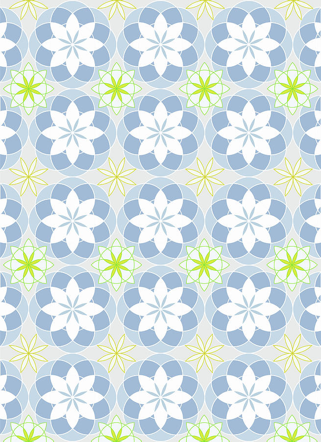 Floral pattern - Surface Design in Blue and Green Digital Art by Patricia Awapara