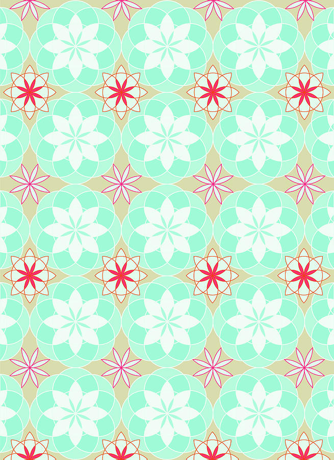 Floral Pattern - Surface Design in Emerald Green Digital Art by Patricia Awapara