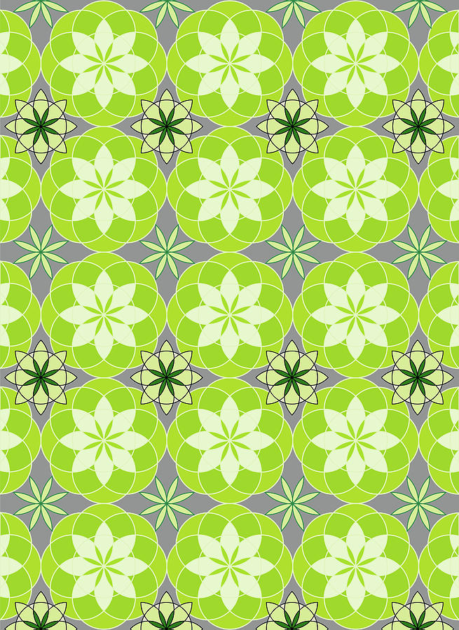 Floral Pattern - Surface Design Shades of Green Digital Art by Patricia Awapara