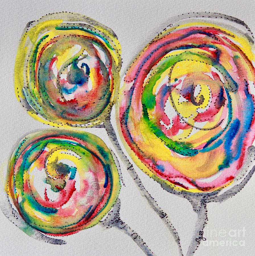 Floral Pops and Dots Painting by Carrie Godwin
