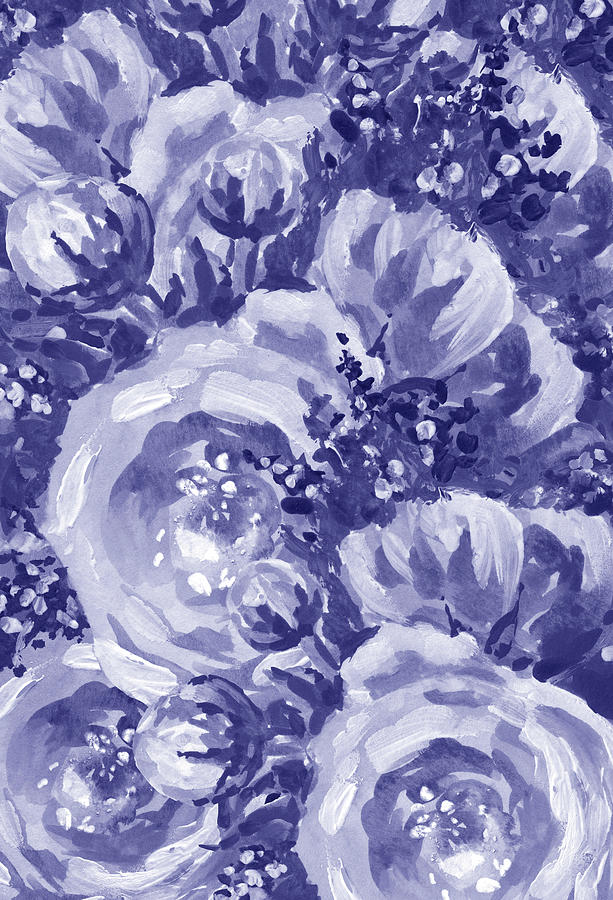 Floral Purple Blue Very Peri Modern Interior Design X Painting