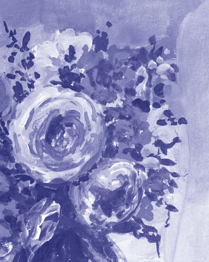 Floral Purple Blue Very Peri Modern Interior Design XI Painting by Irina Sztukowski