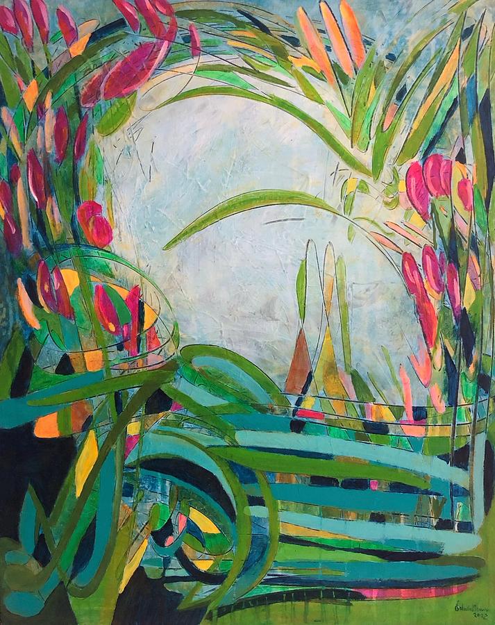 Floral Reflection Painting by Valerie Greene