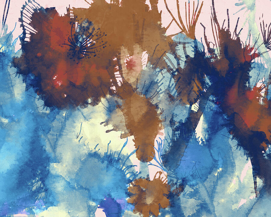 Abstract Digital Art - Floral Rhapsody In Blue by Deborah League