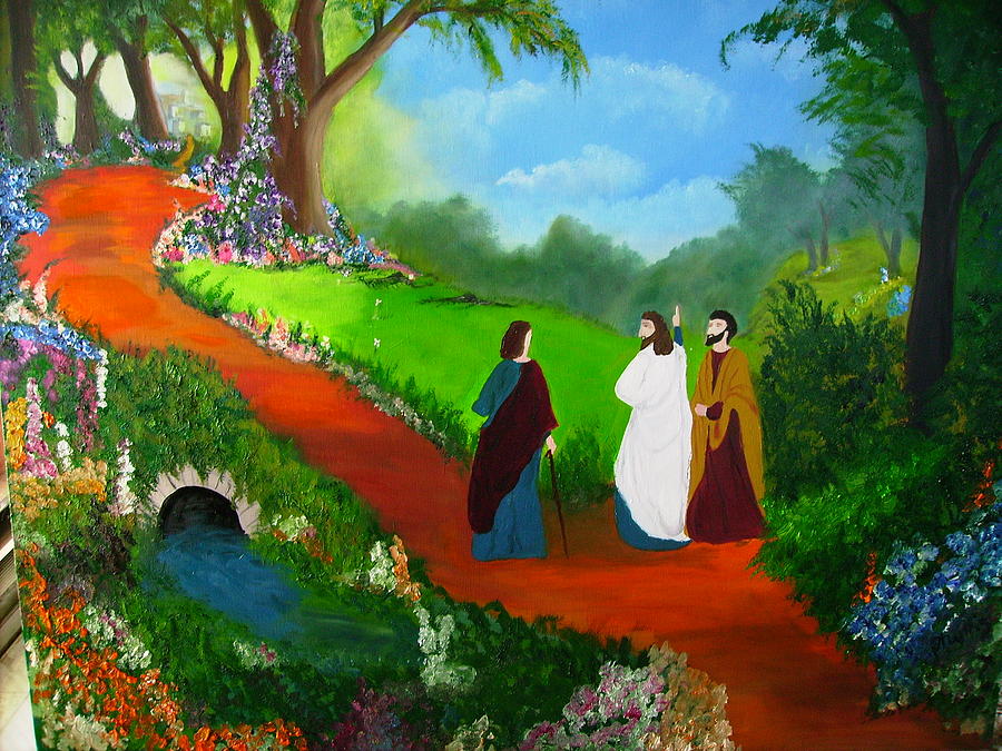Floral Road to Emmaus Painting by Phyllis Miller