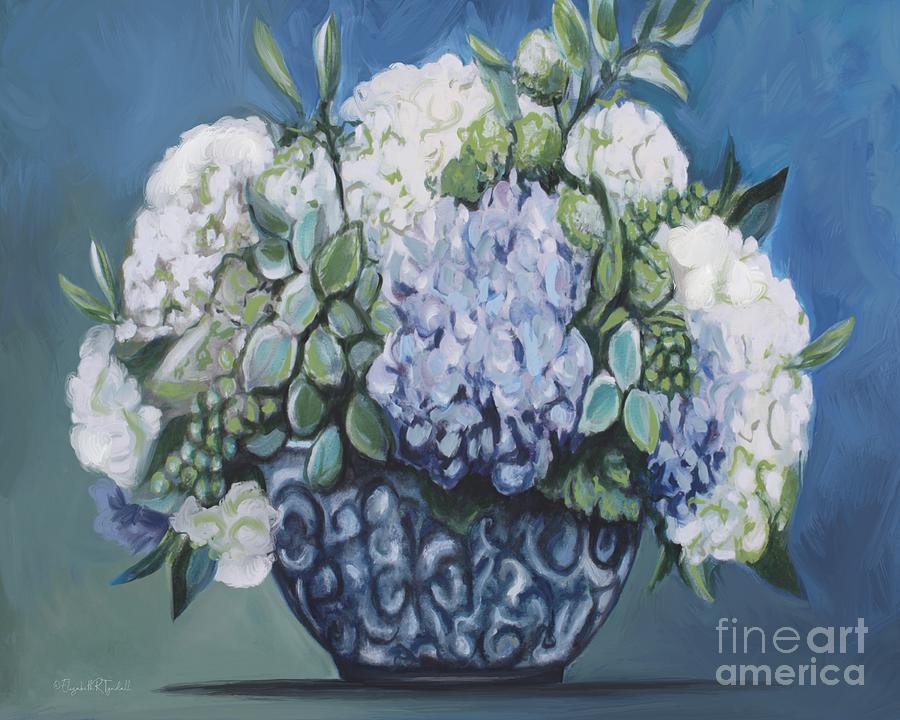Floral Shades of Cerulean 1 Painting by Elizabeth Robinette Tyndall