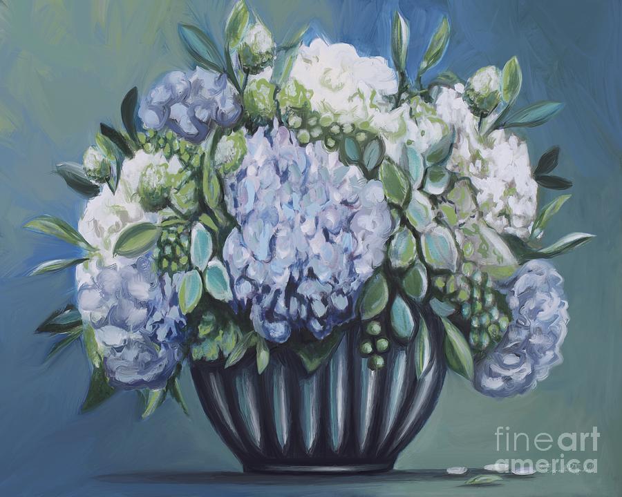 Floral Shades of Cerulean 2 Painting by Elizabeth Robinette Tyndall