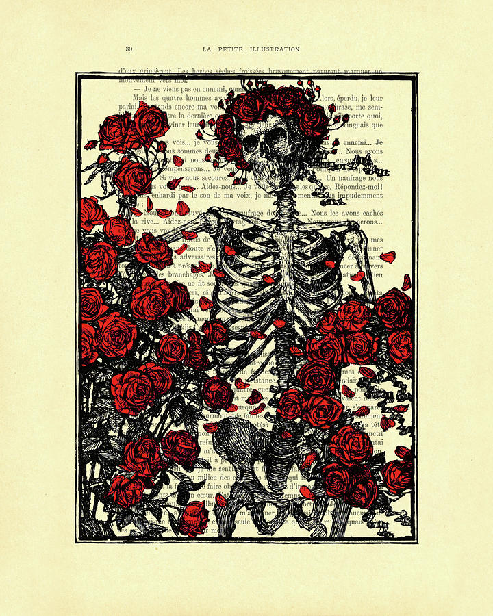 Flower Mixed Media - Floral skeleton by Madame Memento