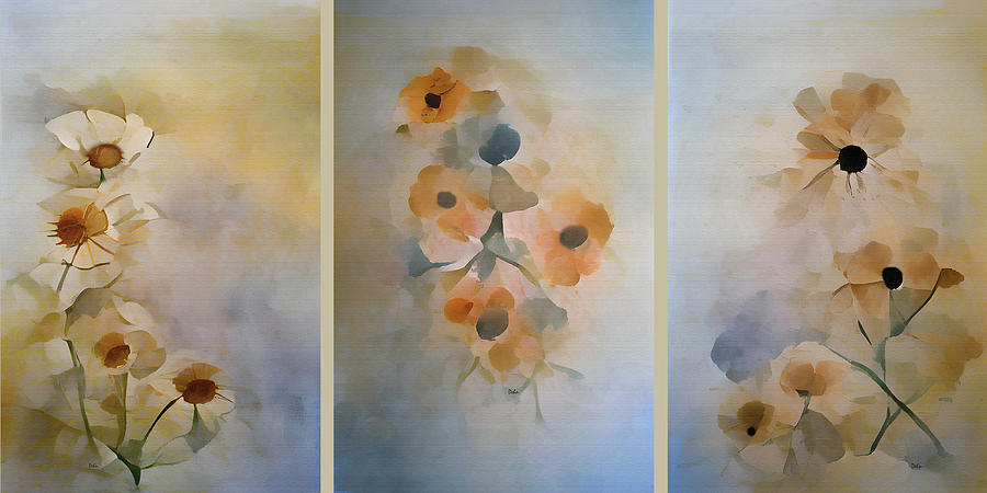 Floral Triptych WT  Painting by David Dehner