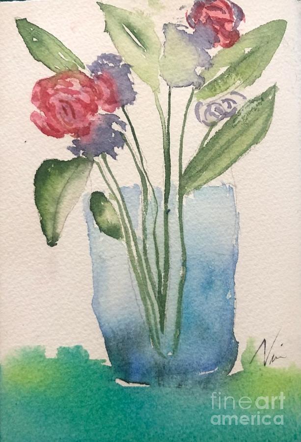 Floral Vase Painting by Nina Jatania