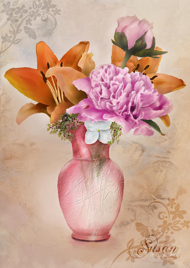 Floral Vase Digital Art by Susan Kinney
