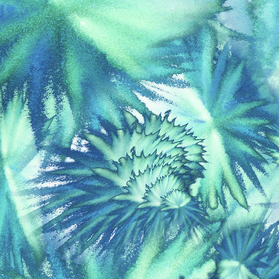 Floral Vortex Of Teal Turquoise And Blue Abstract Watercolor Painting by Irina Sztukowski