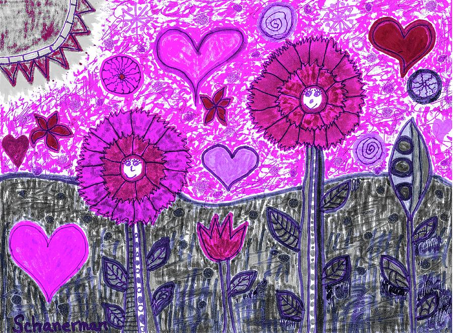 Floral Whimsy Drawing by Susan Schanerman