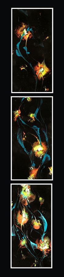 Energy in Motion -Floral Wisp Triptych assembled Painting by Zan Savage